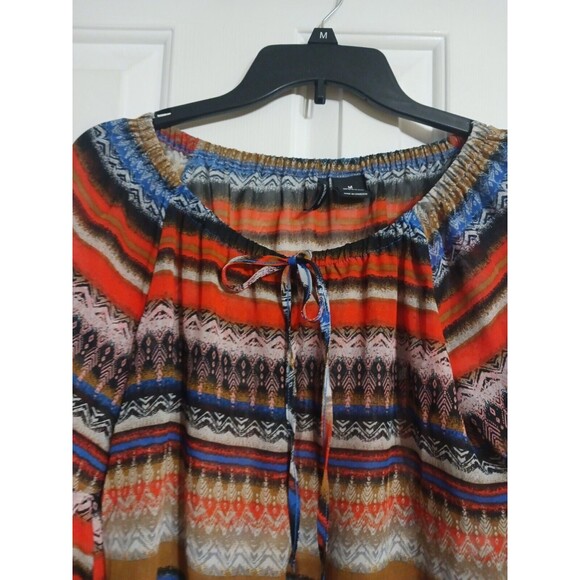 Women's New Directions Asymmetrical Sleeve Sheer Blouse Size M Top - Picture 6 of 7